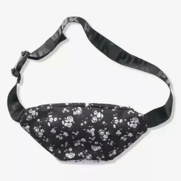 NWOT PINK Victoria’s Secret Floral Belt Bag, Black/White/Yellow - Picture 3 of 3